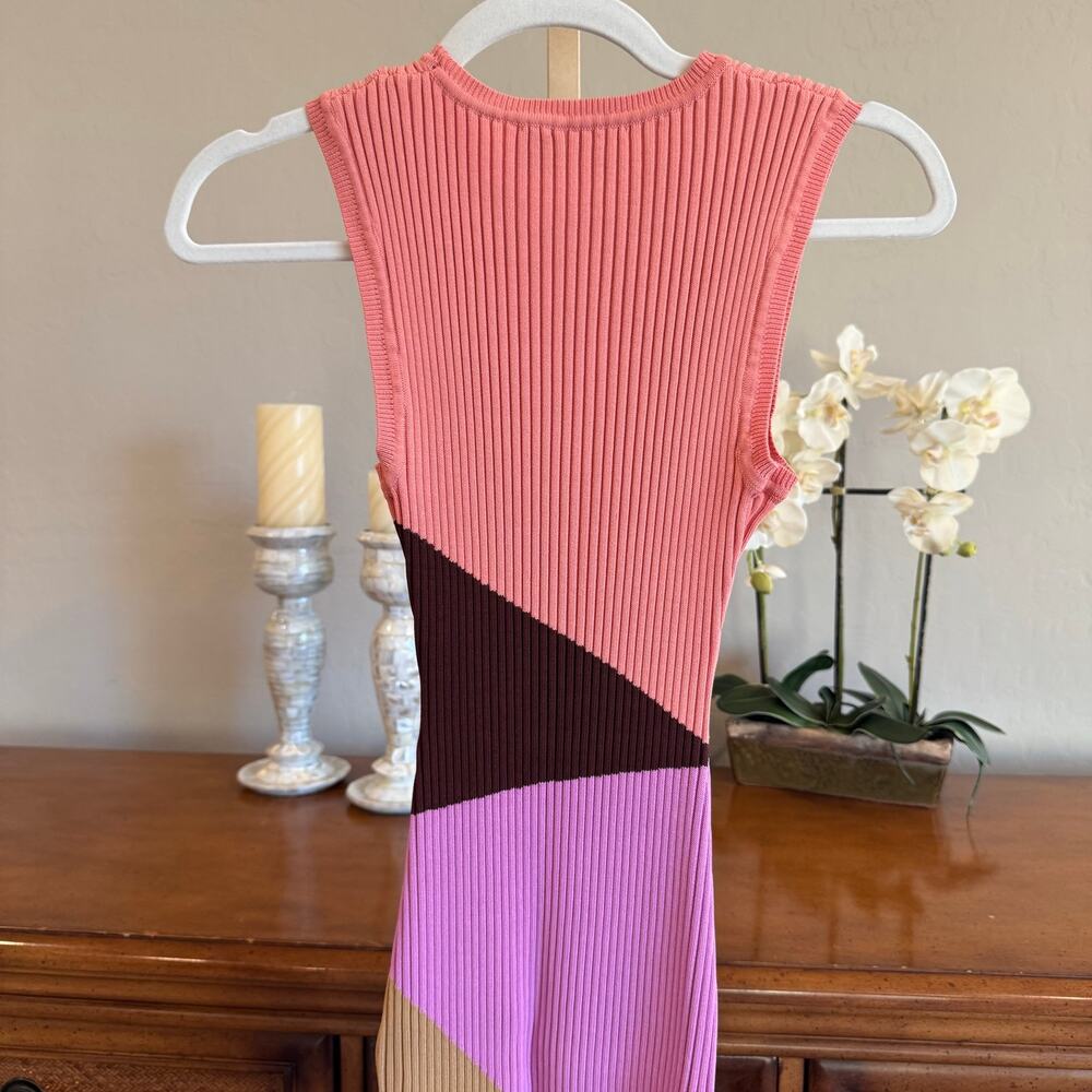 MINKPINK Evie Colorblock Rib Knit Midi Dress Medium - Picture 8 of 9